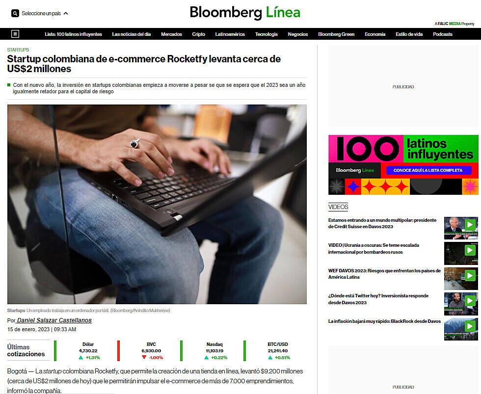 Startup colombiana de e-commerce Rocketfy levanta cerca de US$2 millones